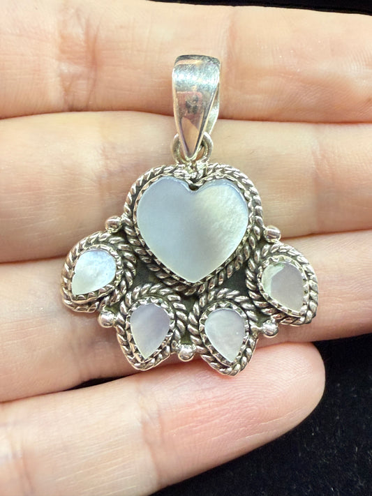 White Shell Paw Print Sterling Silver Pendant