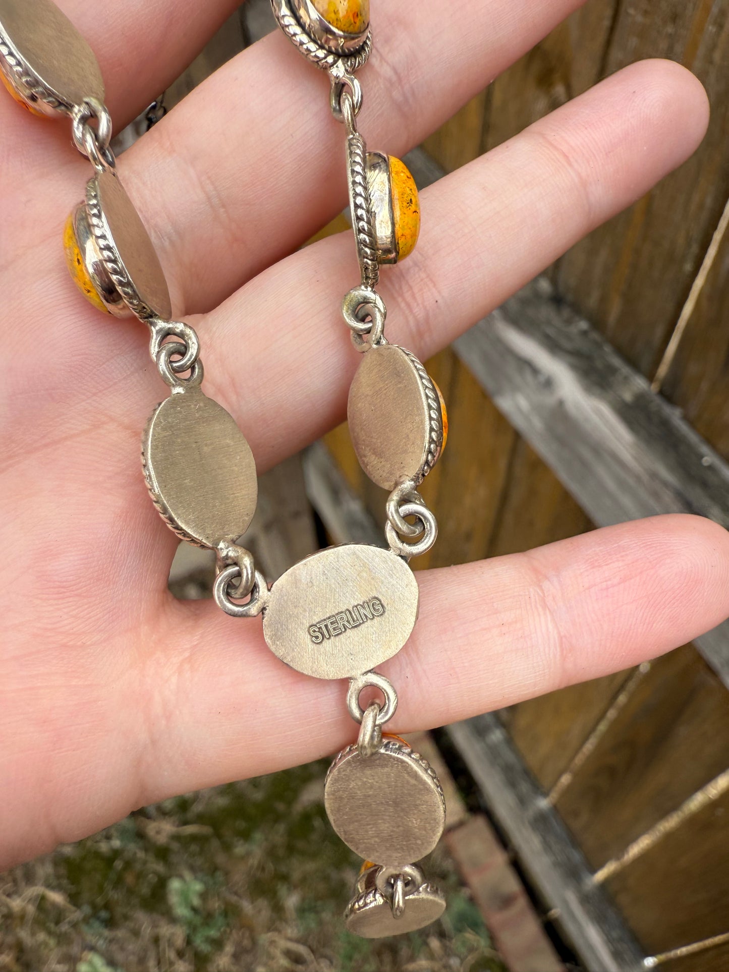 Bumblebee Jasper Elegant Lariat Sterling Silver 925 Necklace