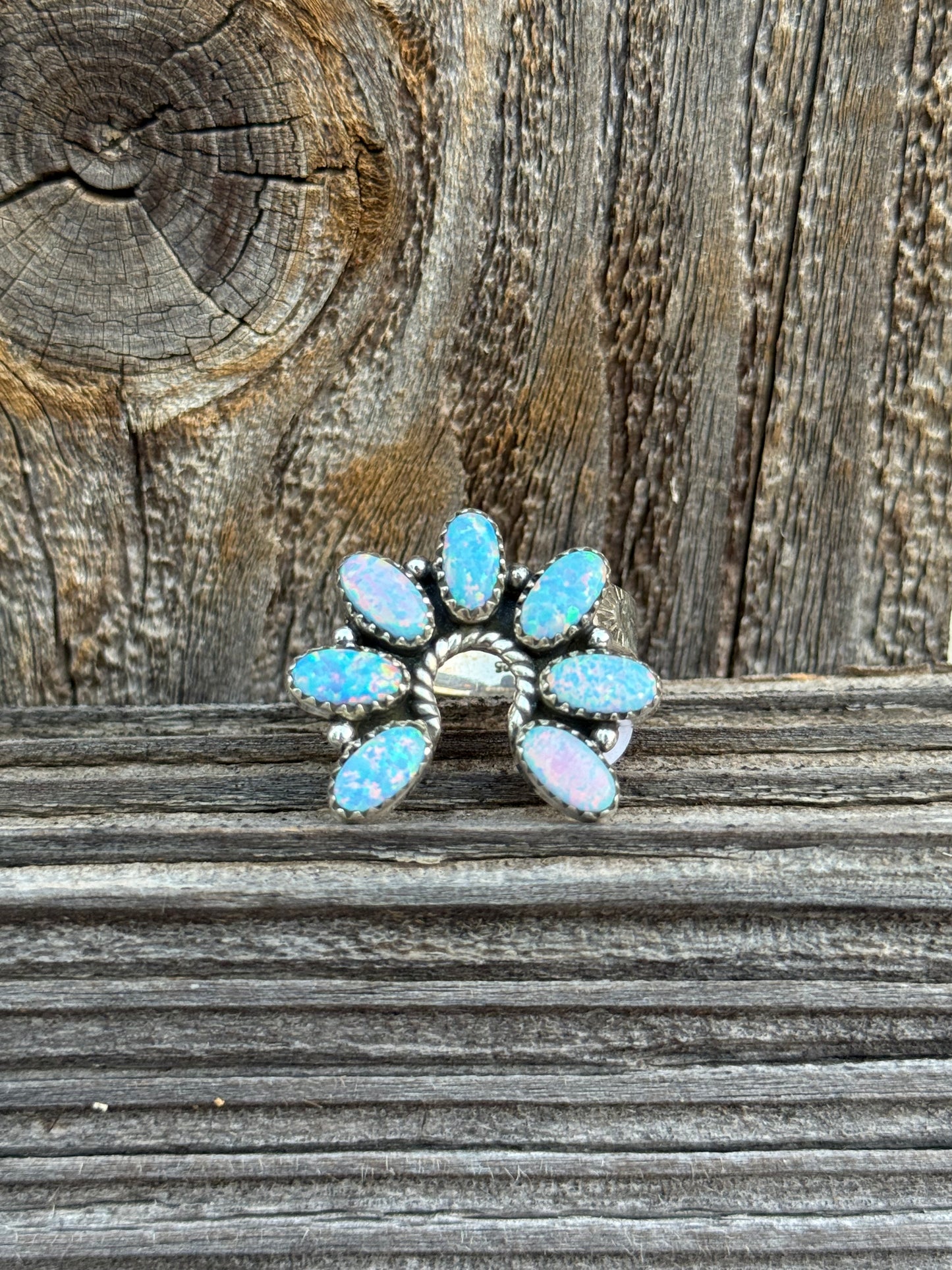 Naja Sterling Silver 925 and Fire Opal Women's Ring Adjustable