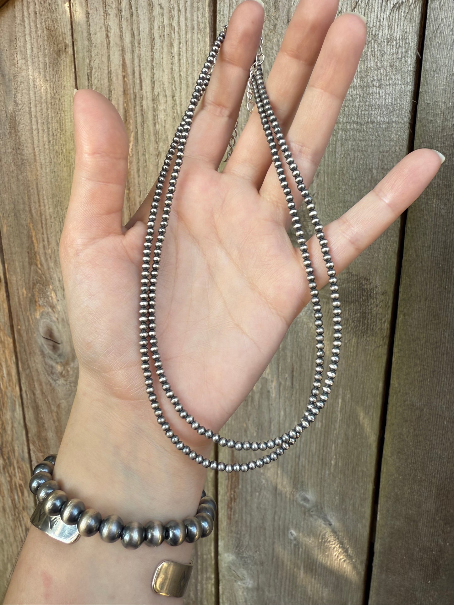 3 MM 14-16 Inch Sterling Silver Desert Pearl Necklace