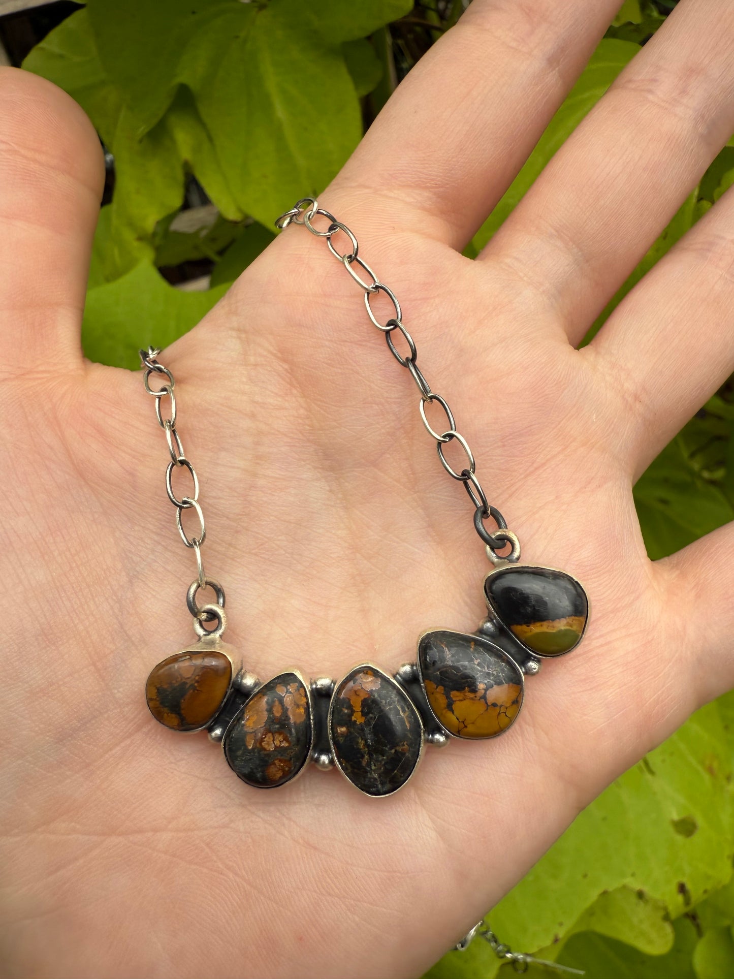 Blackjack Turquoise Bar Necklace Sterling Silver Paperclip Chain Necklace