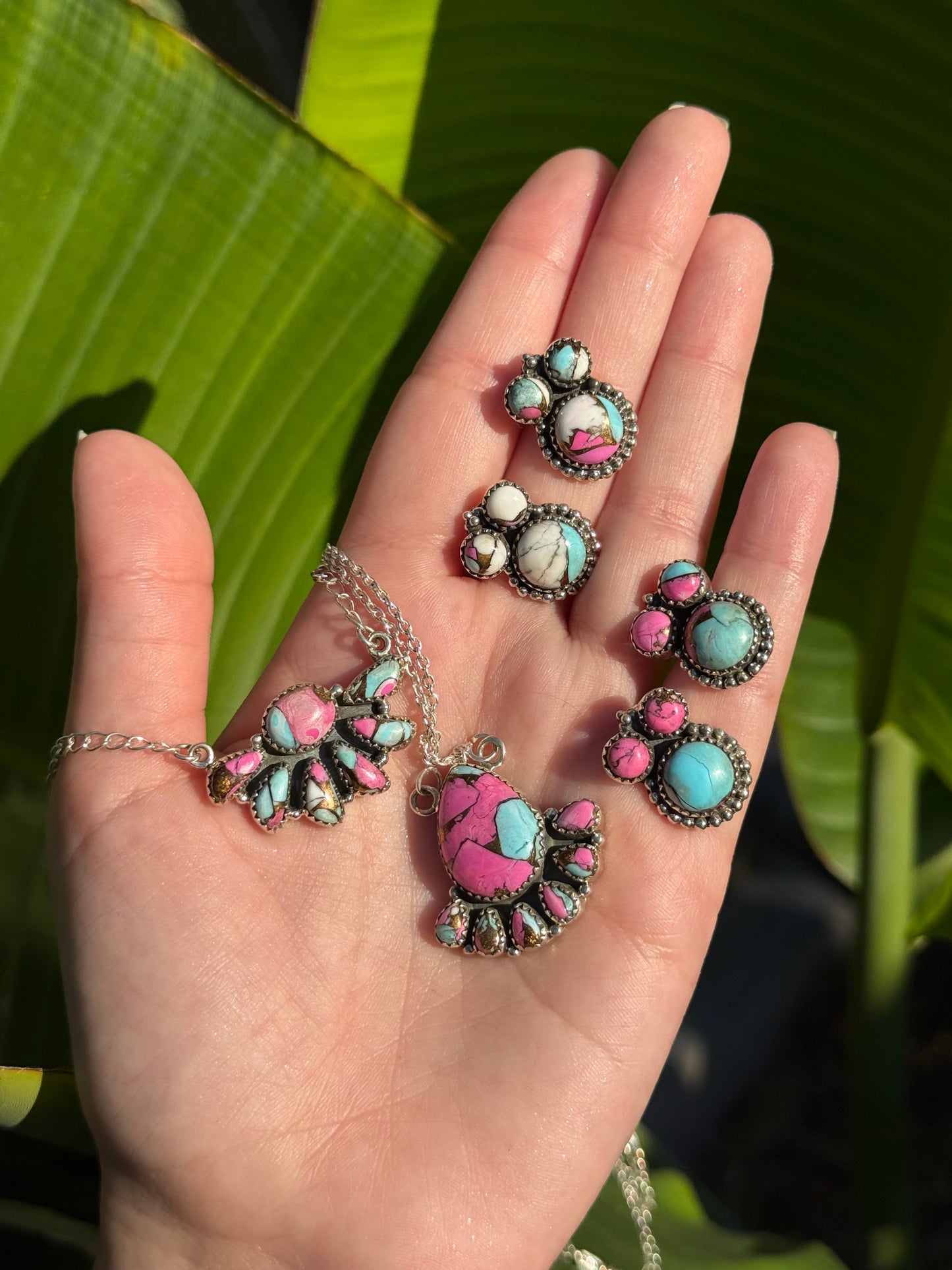 Cotton Candy Turquoise Mickey Mouse Sterling Silver 925 Earrings