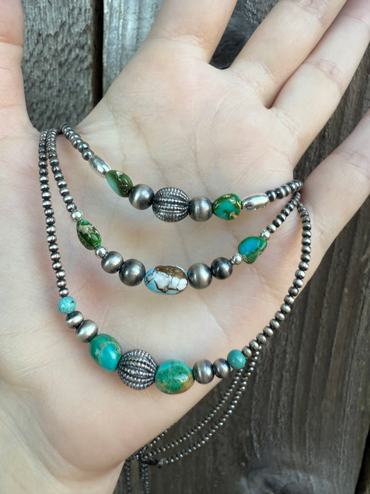 Emerald Valley and Cotton Candy Desert Pearls Sterling Silver Necklace