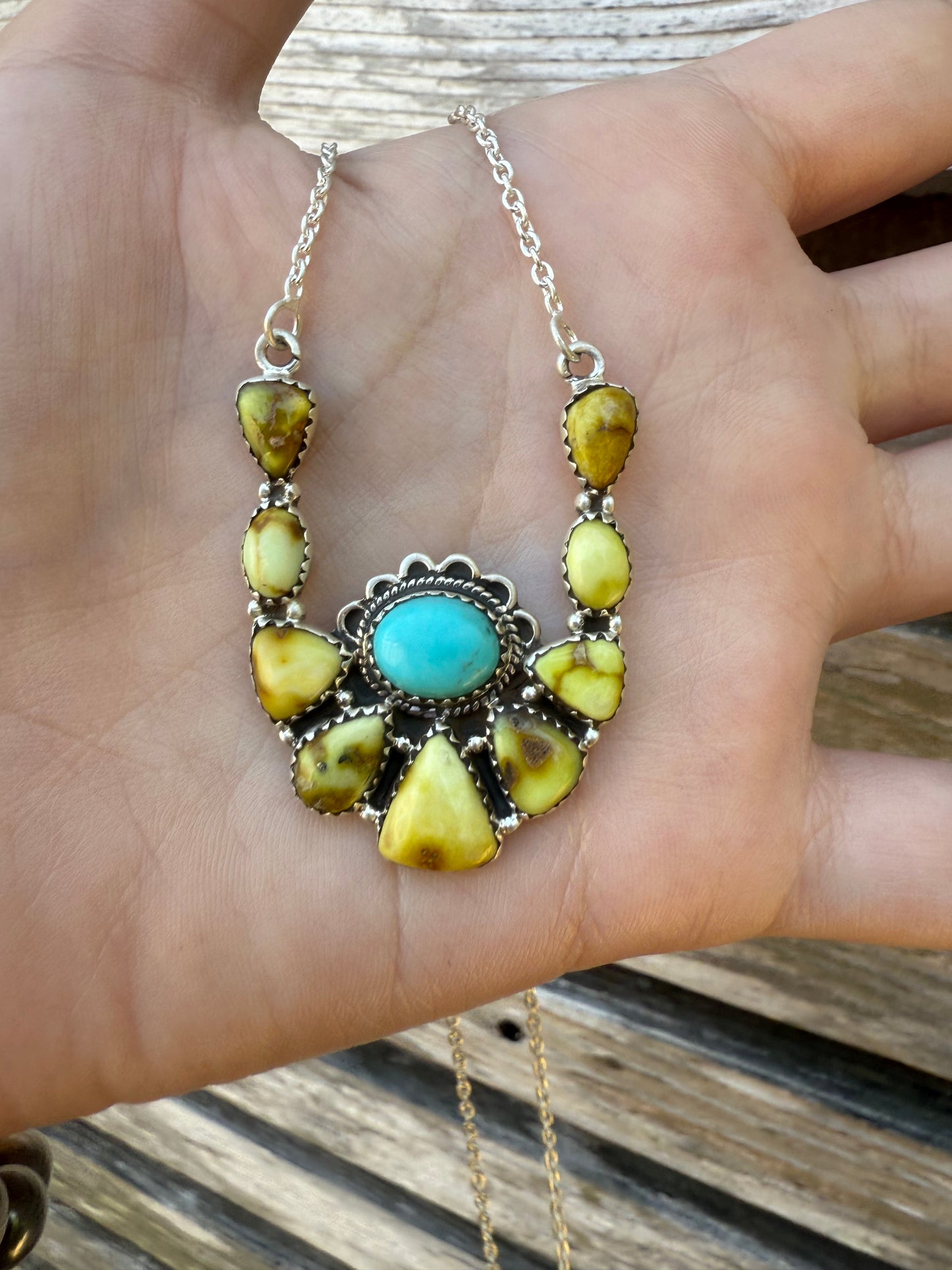 Palomino and Kingman Turquoise Sterling Silver Necklaces