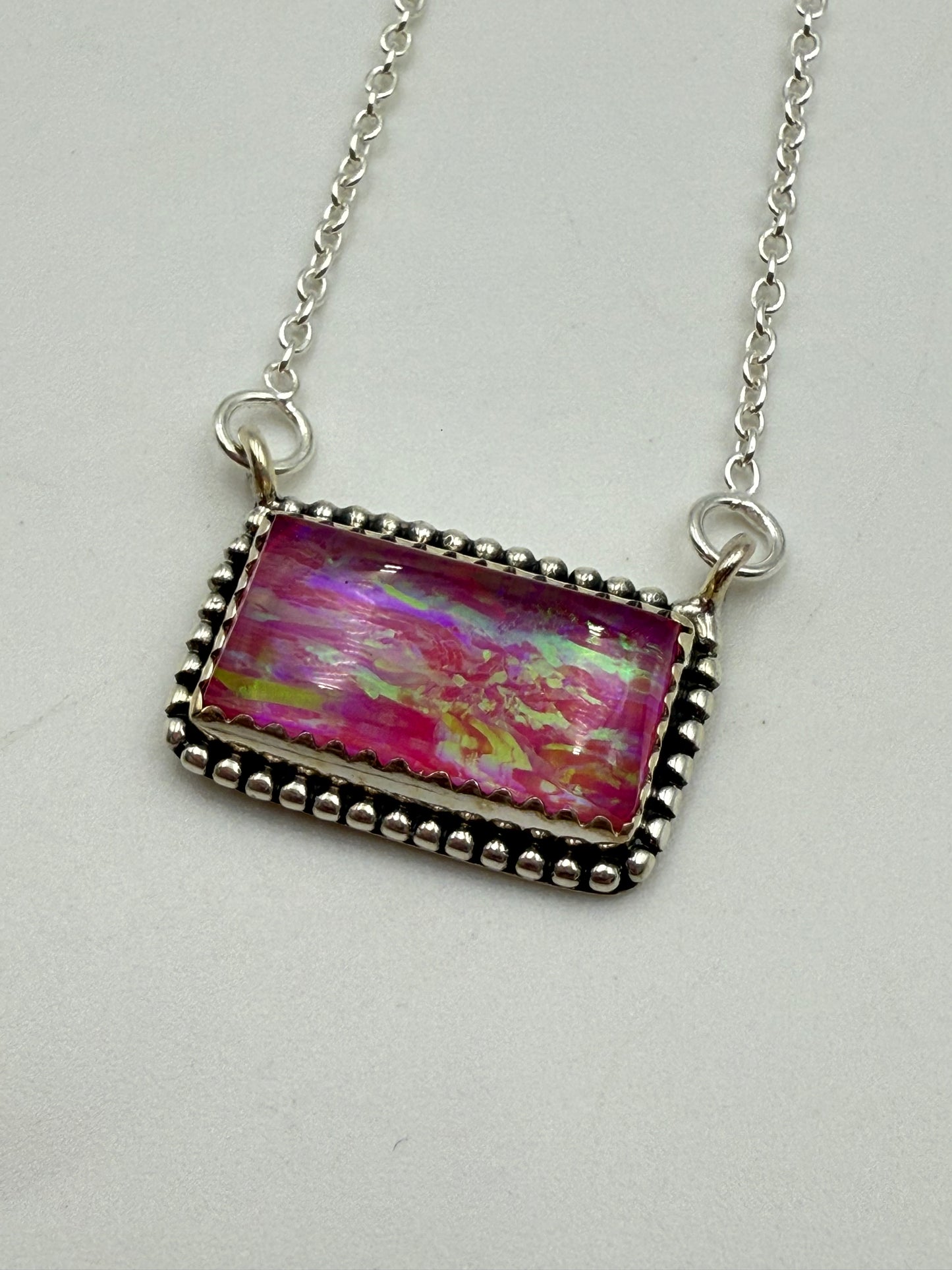 Aurora Opal Sterling Silver Bar Necklaces