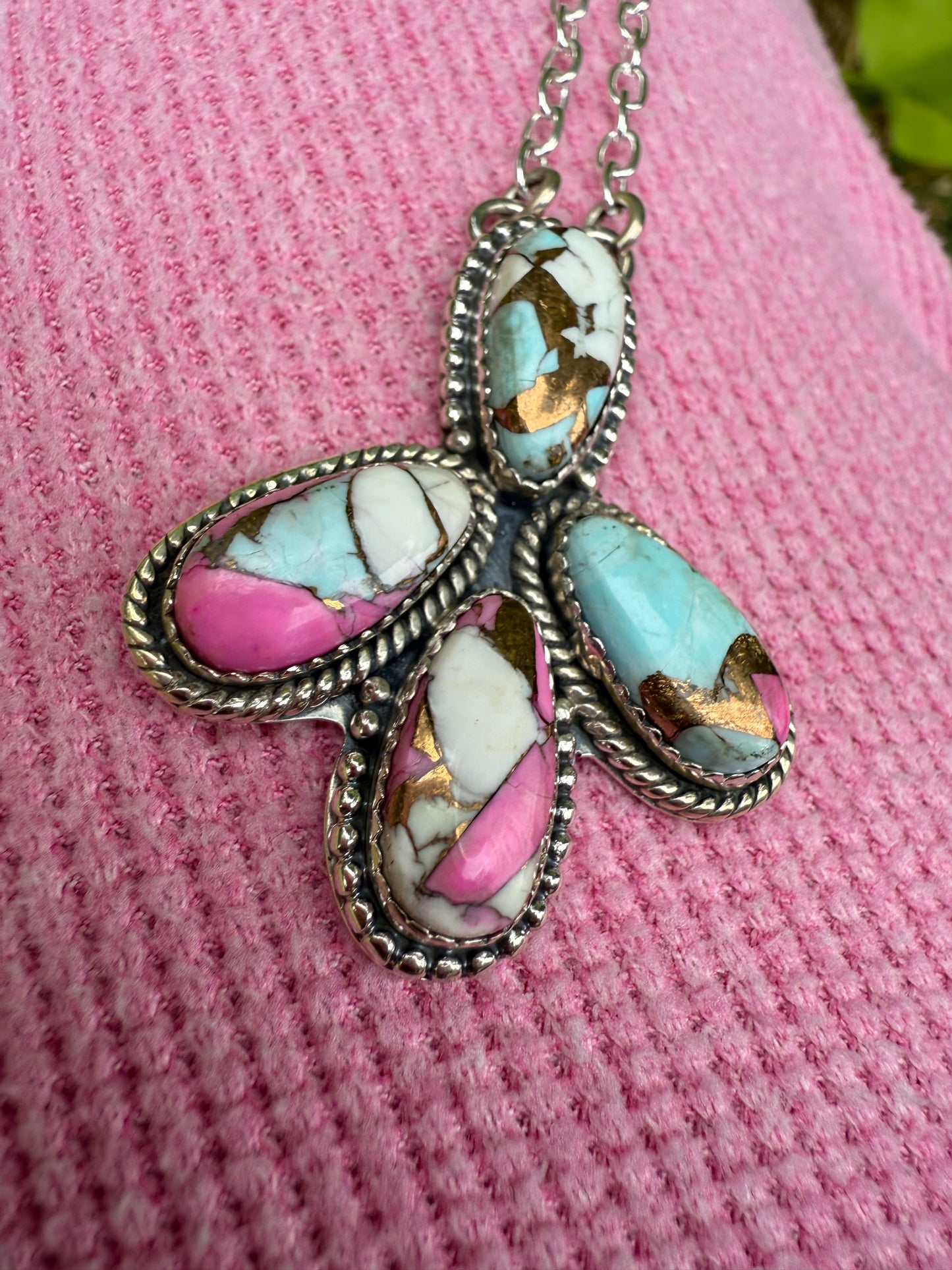 Cotton Candy Sterling Silver 925 Statement Necklace