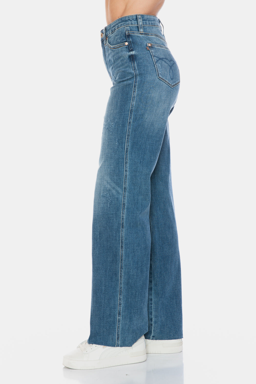 The Go To Judy Blue Full Size Tummy Control Cut Raw Hem Straight Jeans