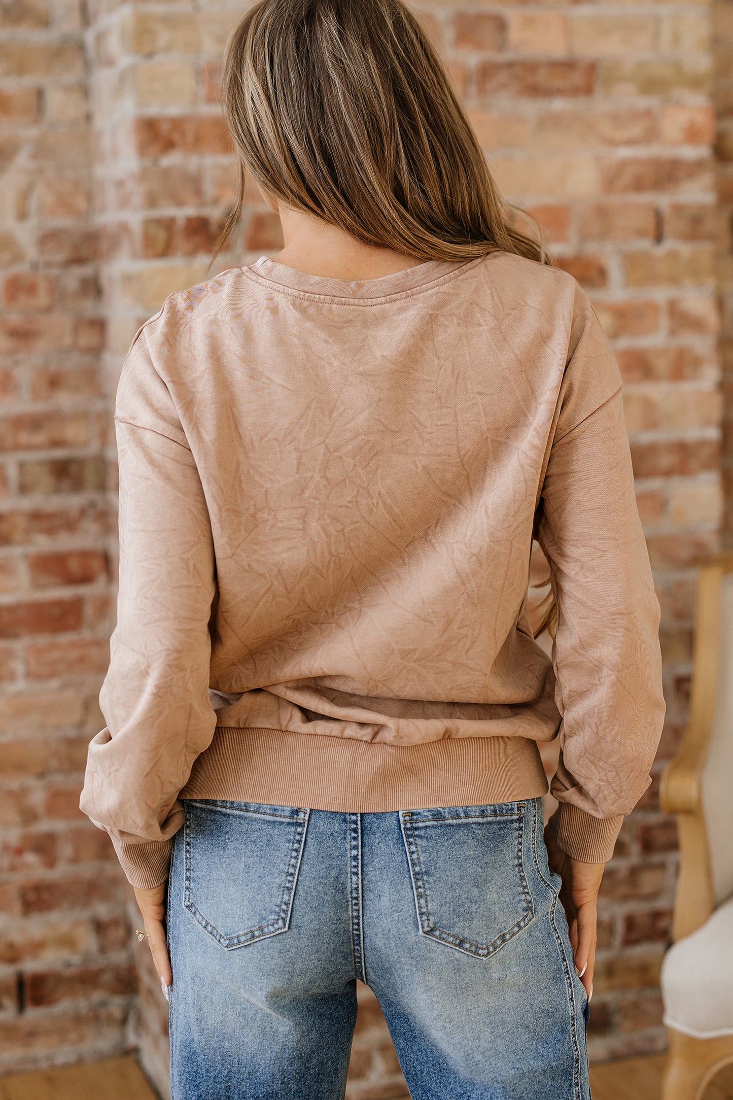 DUNE saved by grace Letter Embroidery Mineral Wash Loose Sweatshirt