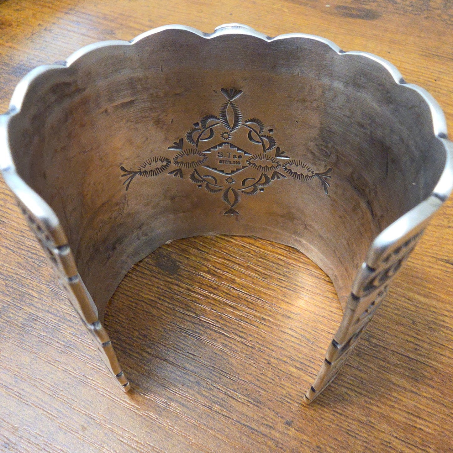 Navajo Dry Creek Statement Sterling Silver Handmade Cuff By Sheila Tso