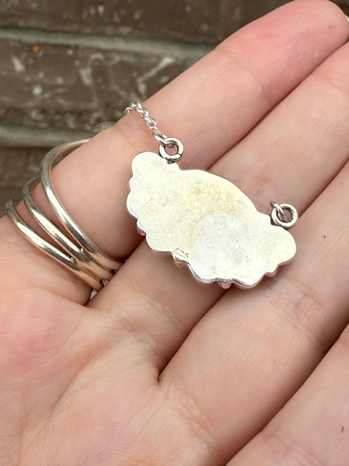 Fire Opal Half Flower Elegant Sterling Silver 925 Necklace