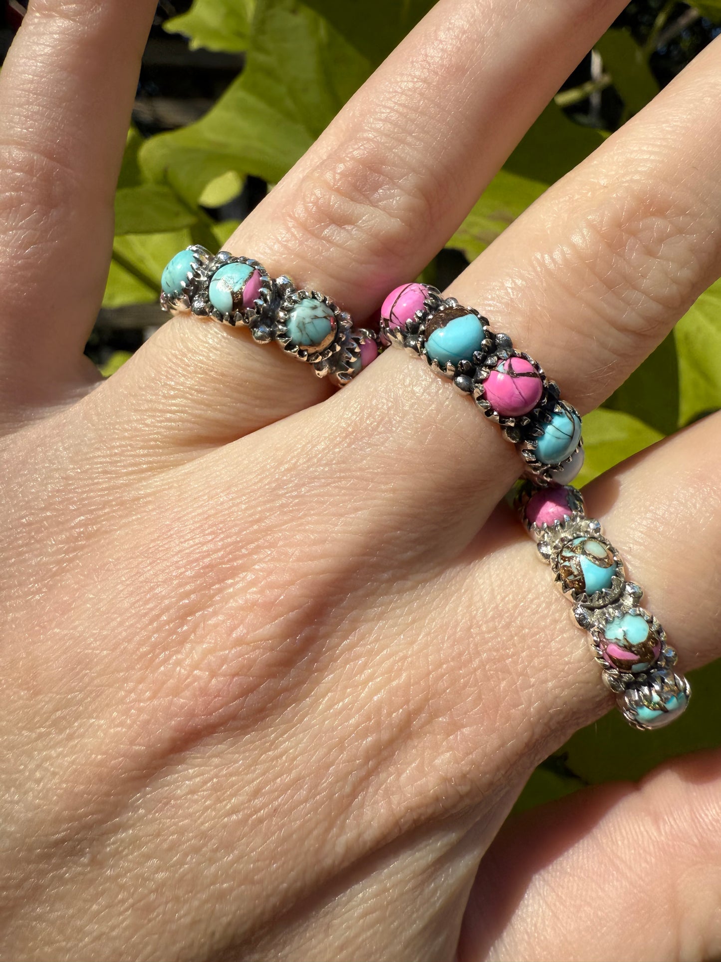 Cotton Candy Turquoise Sterling Silver Infinity Ring