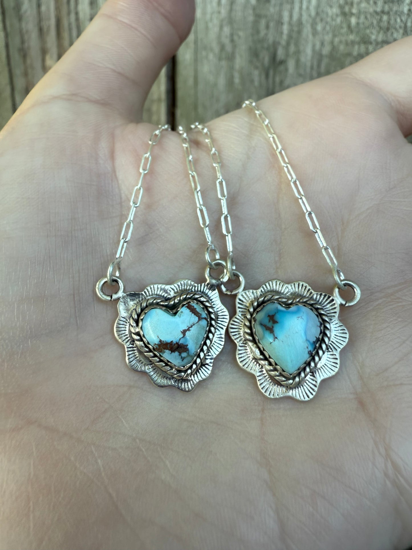 Golden Hills Turquoise Heart Paperclip Sterling Silver Chain Necklace