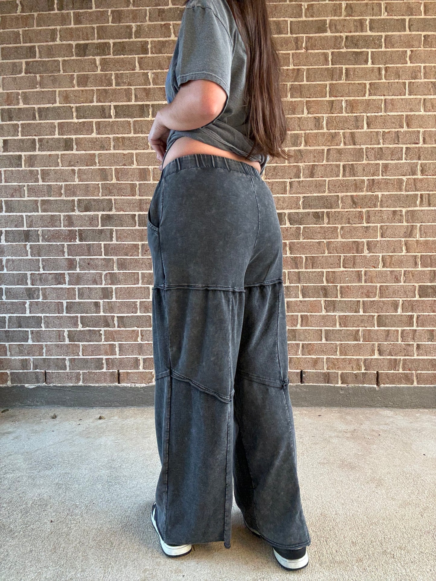 Wanderlust Mineral Wash Patchwork Tiered Wide Leg Pants