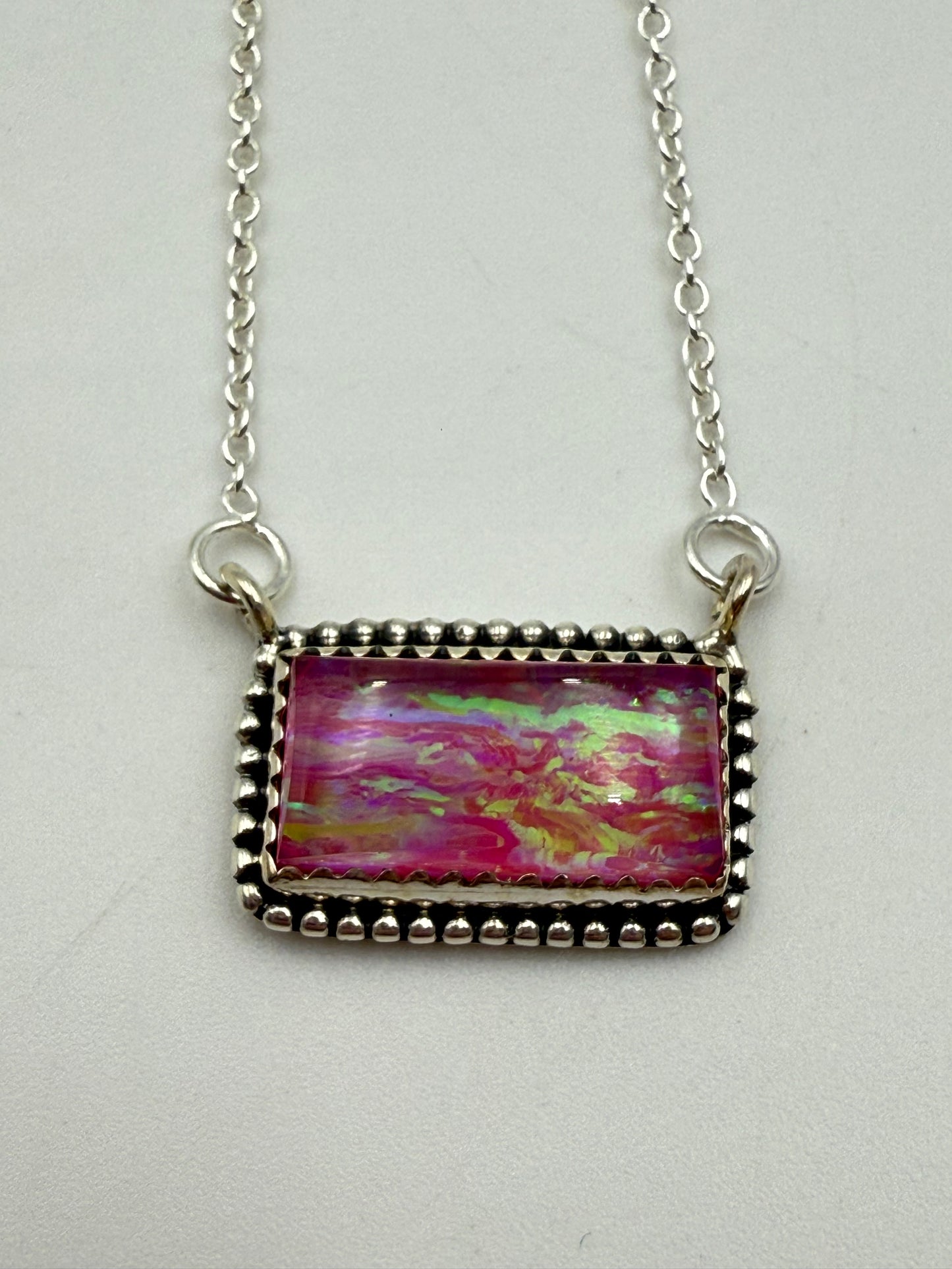 Aurora Opal Sterling Silver Bar Necklaces