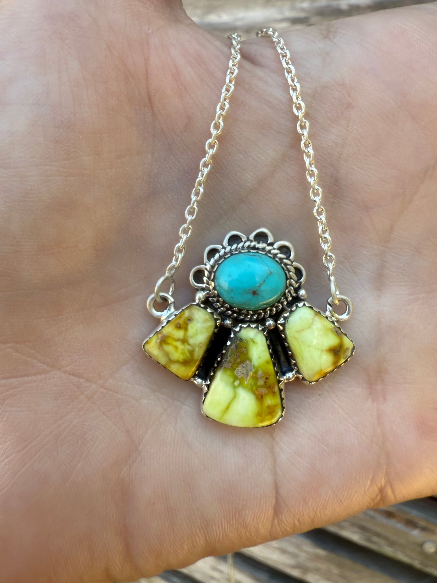 Palomino and Kingman Turquoise Sterling Silver Necklaces