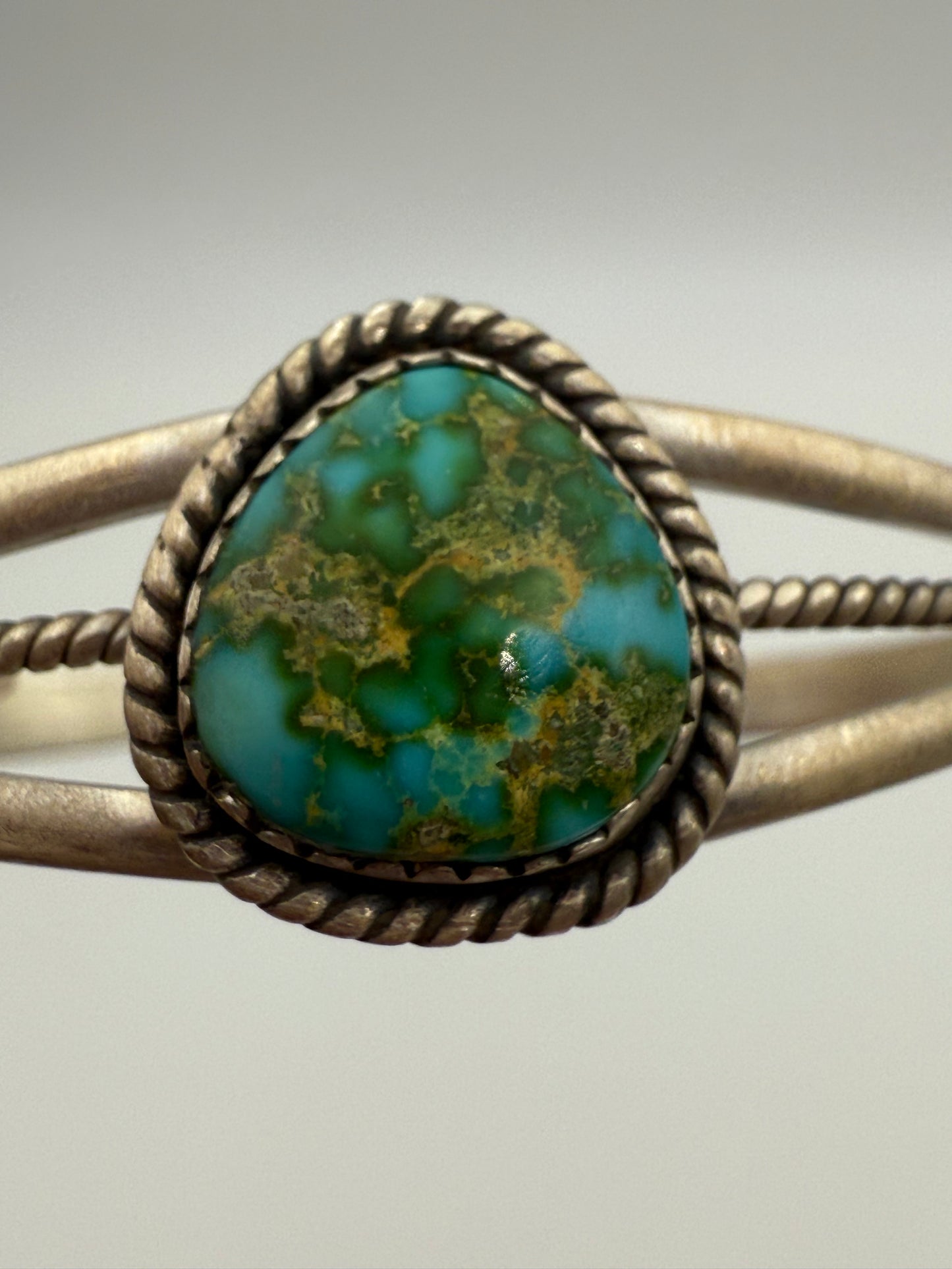 Sonoran Gold & Whitewater Turquoise Statement Rope Style Sterling Silver Cuff