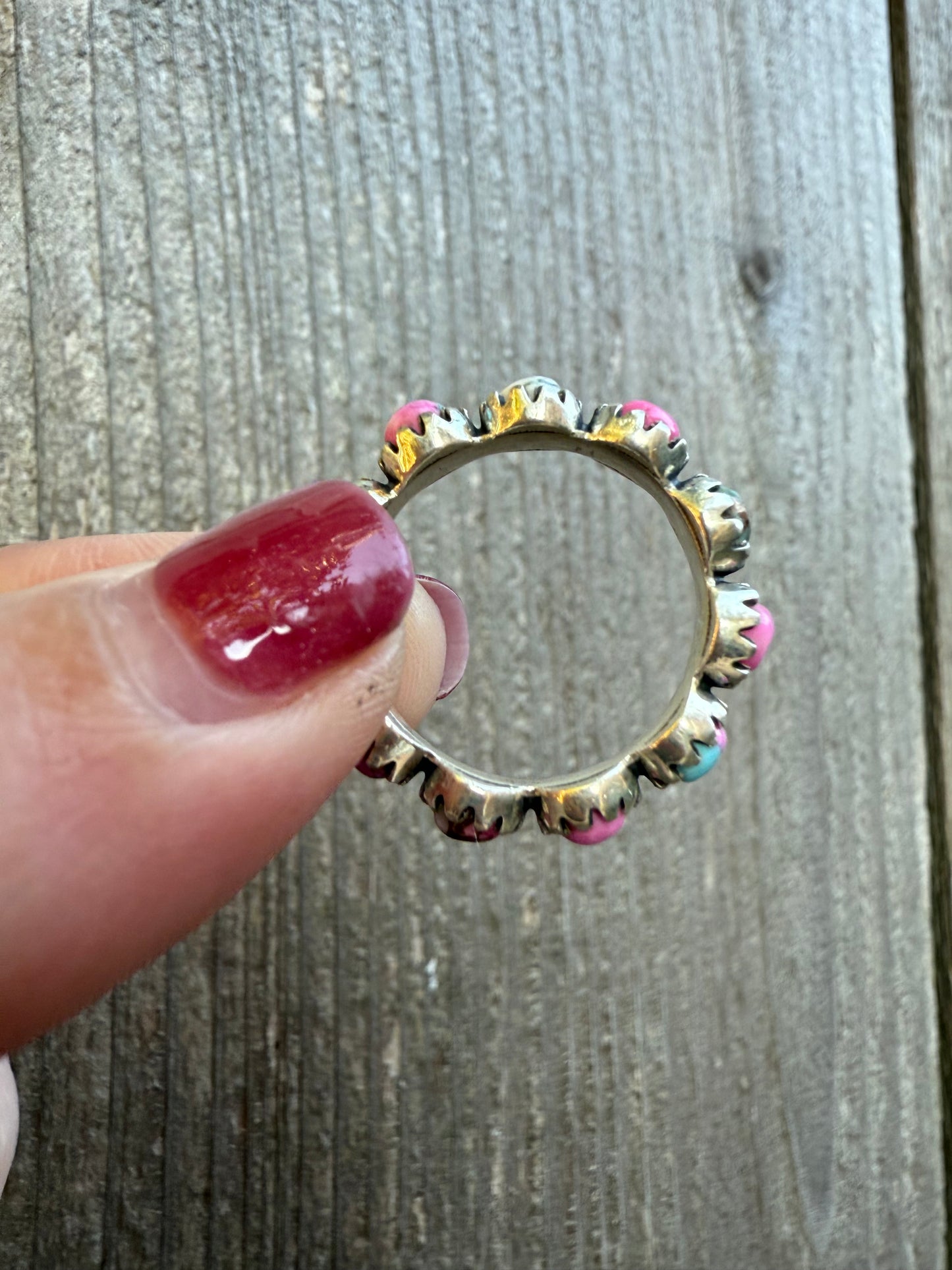 Cotton Candy Turquoise Infinity Sterling Silver Ring