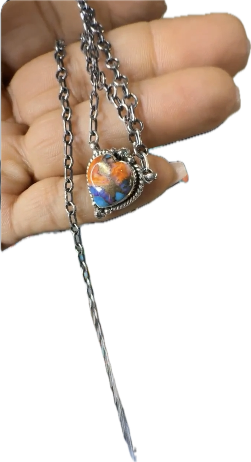 Spiny Oyster Sterling Silver 925 Heart Necklace