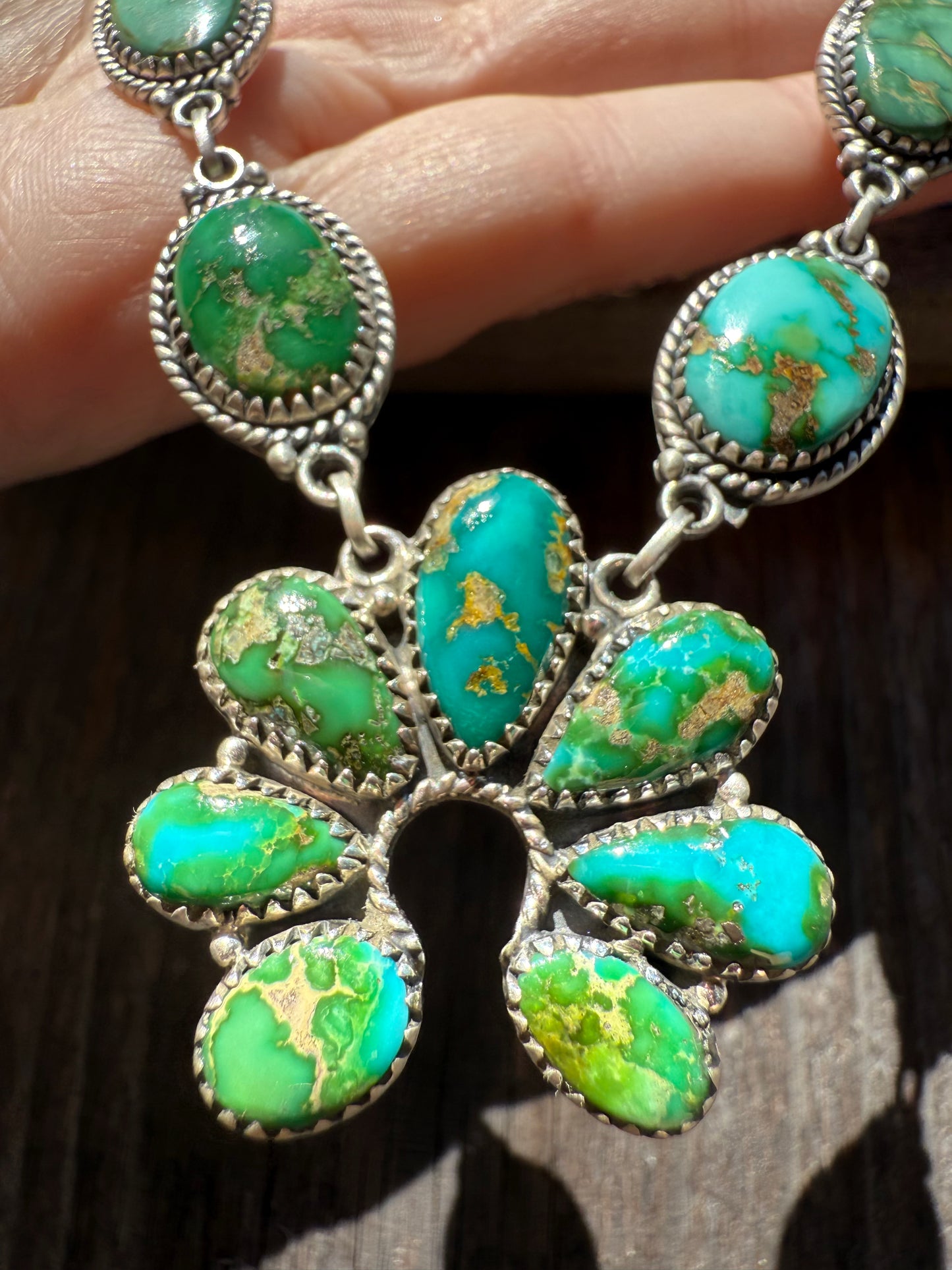 Sonoran Gold Turquoise Statement Naja Sterling Silver Necklace