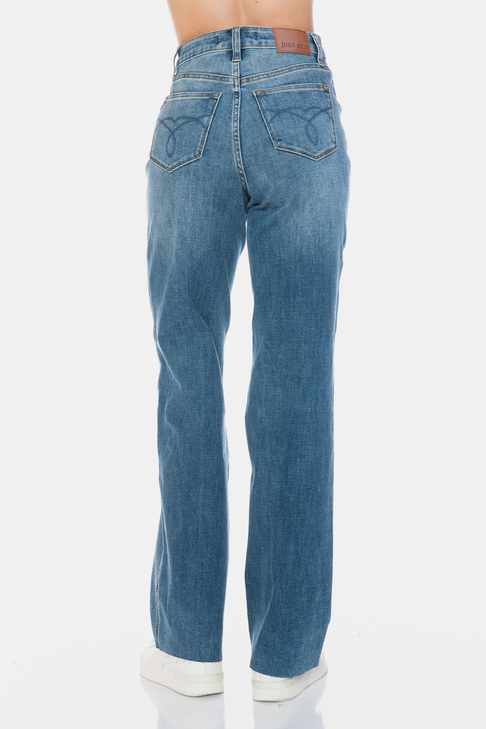 The Go To Judy Blue Full Size Tummy Control Cut Raw Hem Straight Jeans