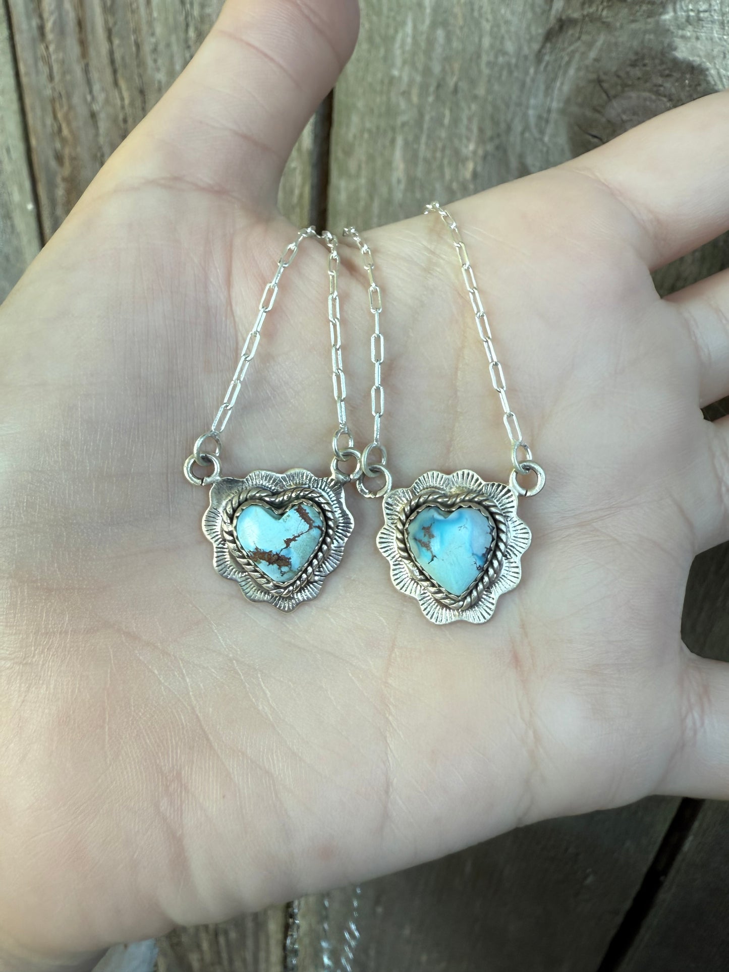 Golden Hills Turquoise Heart Paperclip Sterling Silver Chain Necklace