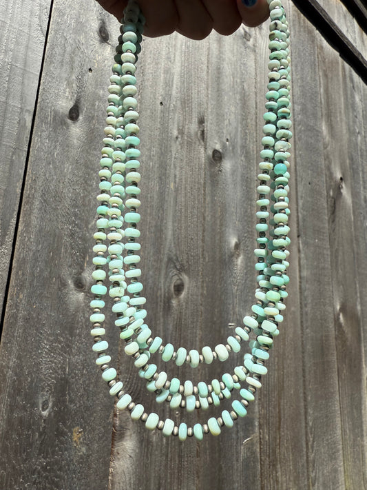 Light Blue Opal and Desert Pearl Sterling Silver 18-20 Inch Necklace