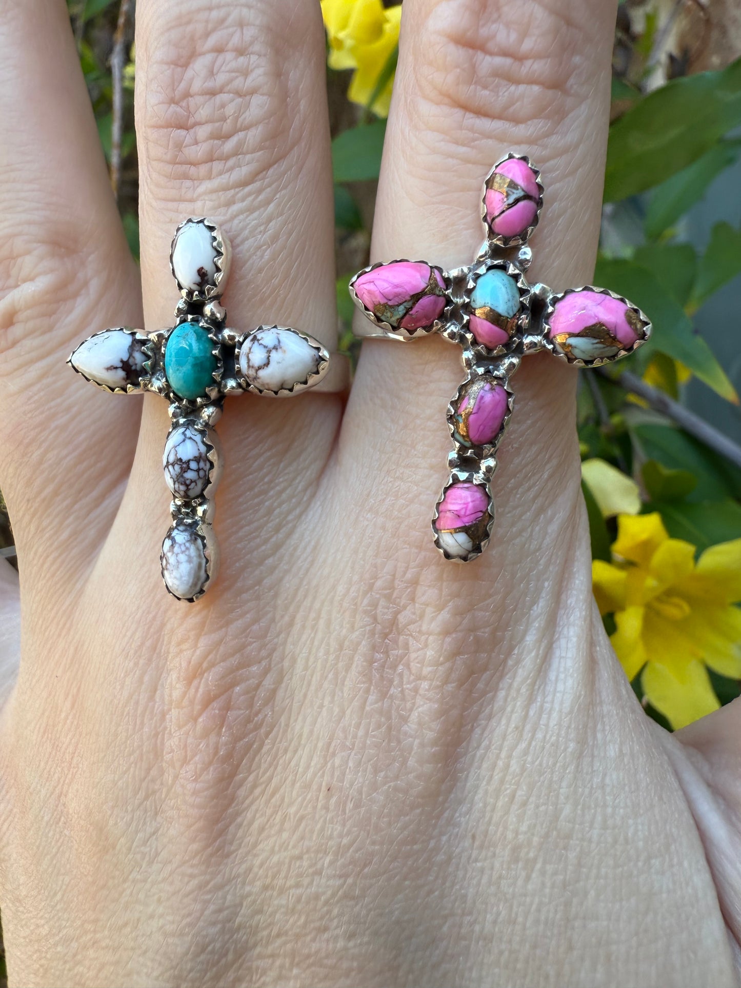 Cross Turquoise Sterling Silver 925 Adjustable Rings