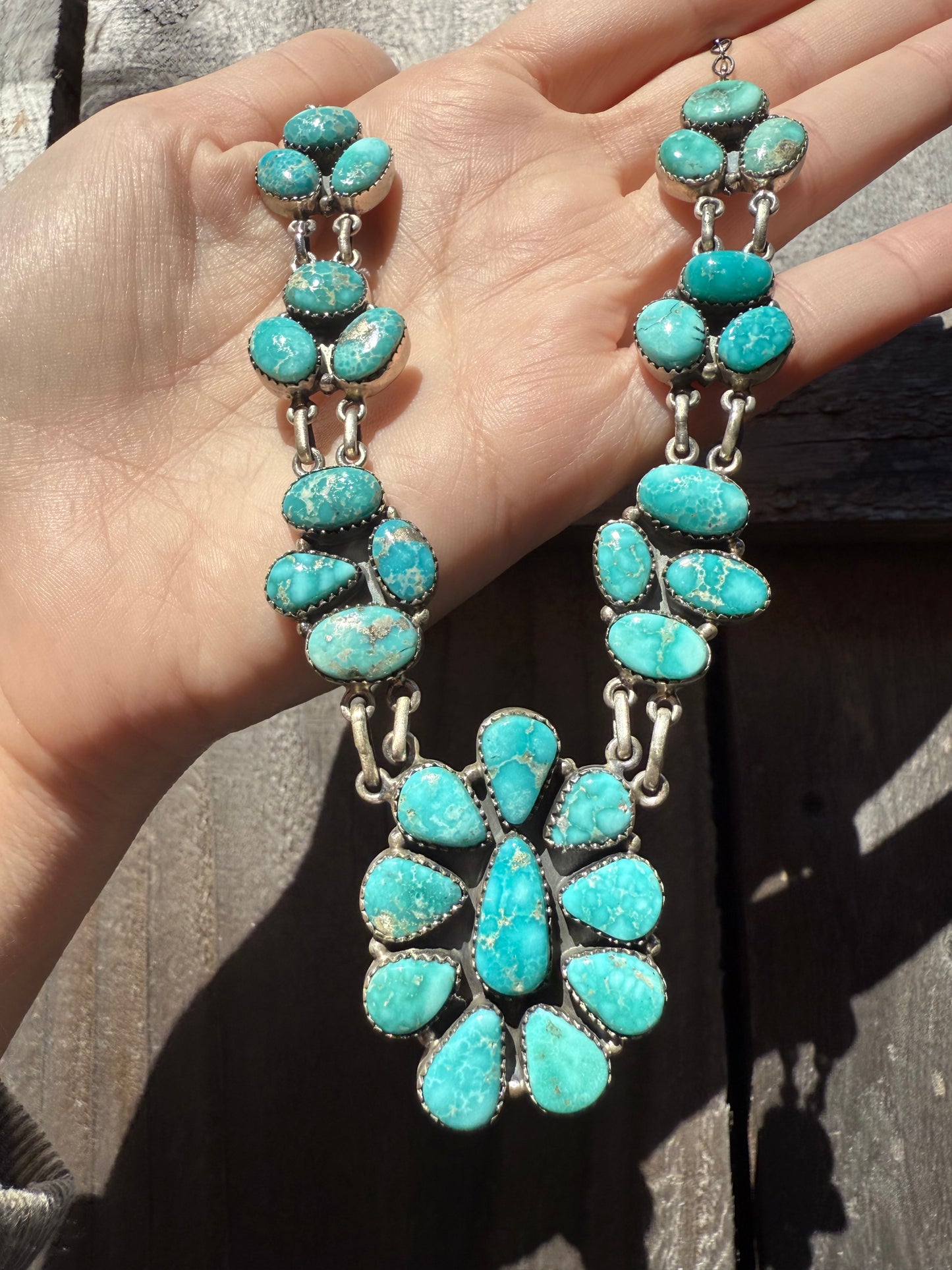 White Water Full Flower Statement Sterling Silver Necklace