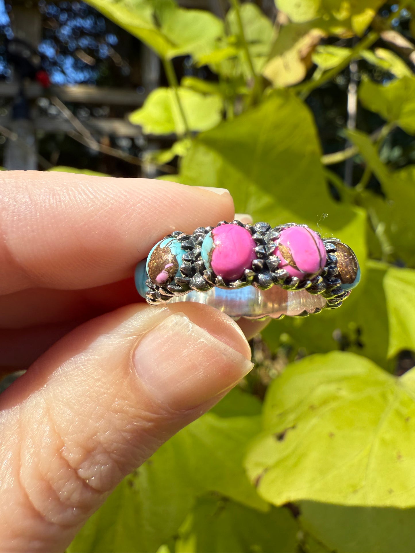 Cotton Candy Turquoise Sterling Silver Infinity Ring