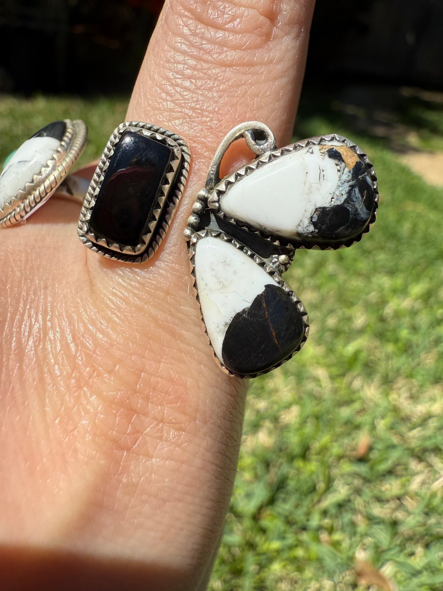 White Buffalo Floater Statement SterlingSilver Ring