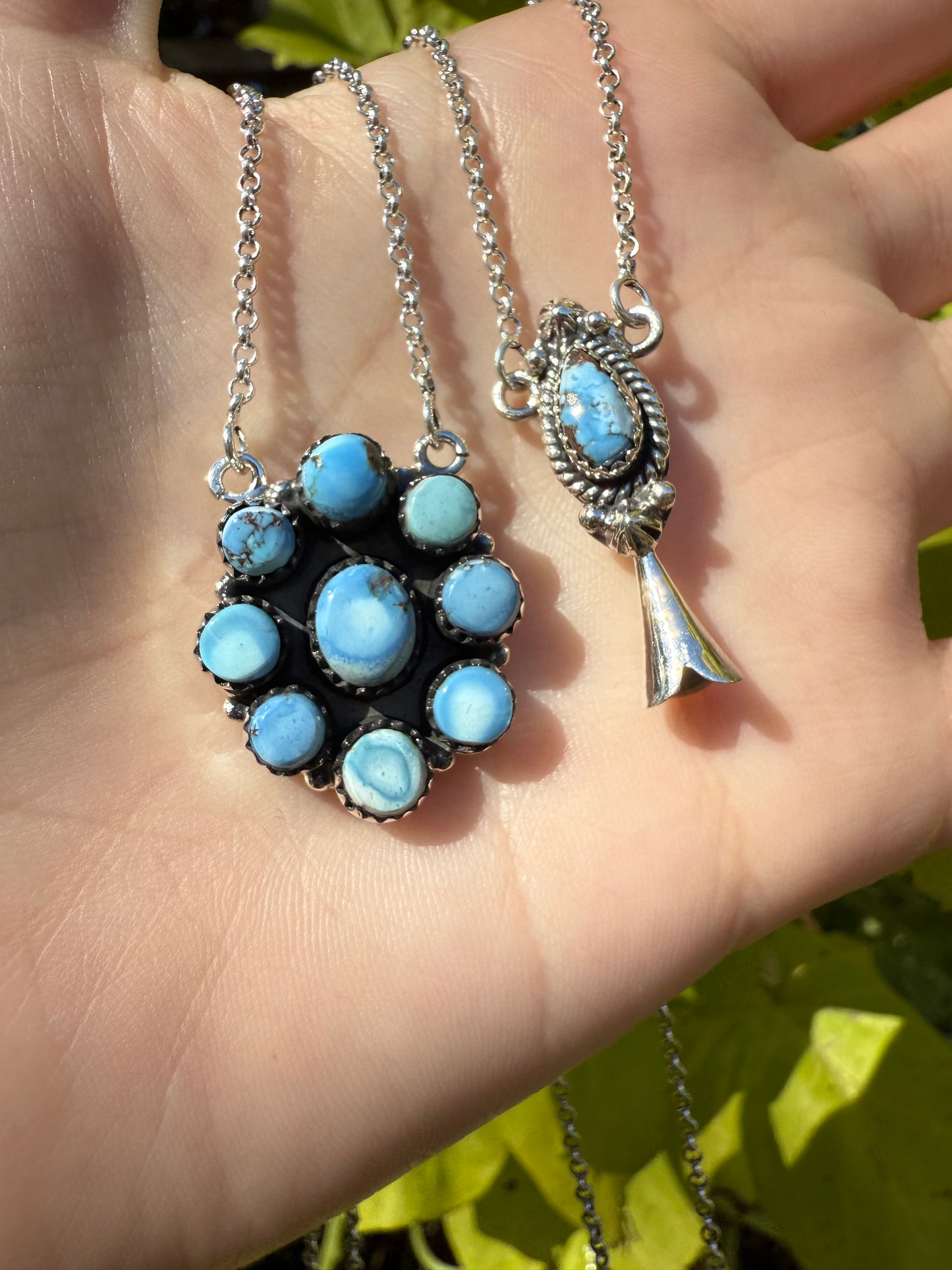 Golden Hill Squash Blossom Horn Sterling Silver Necklace