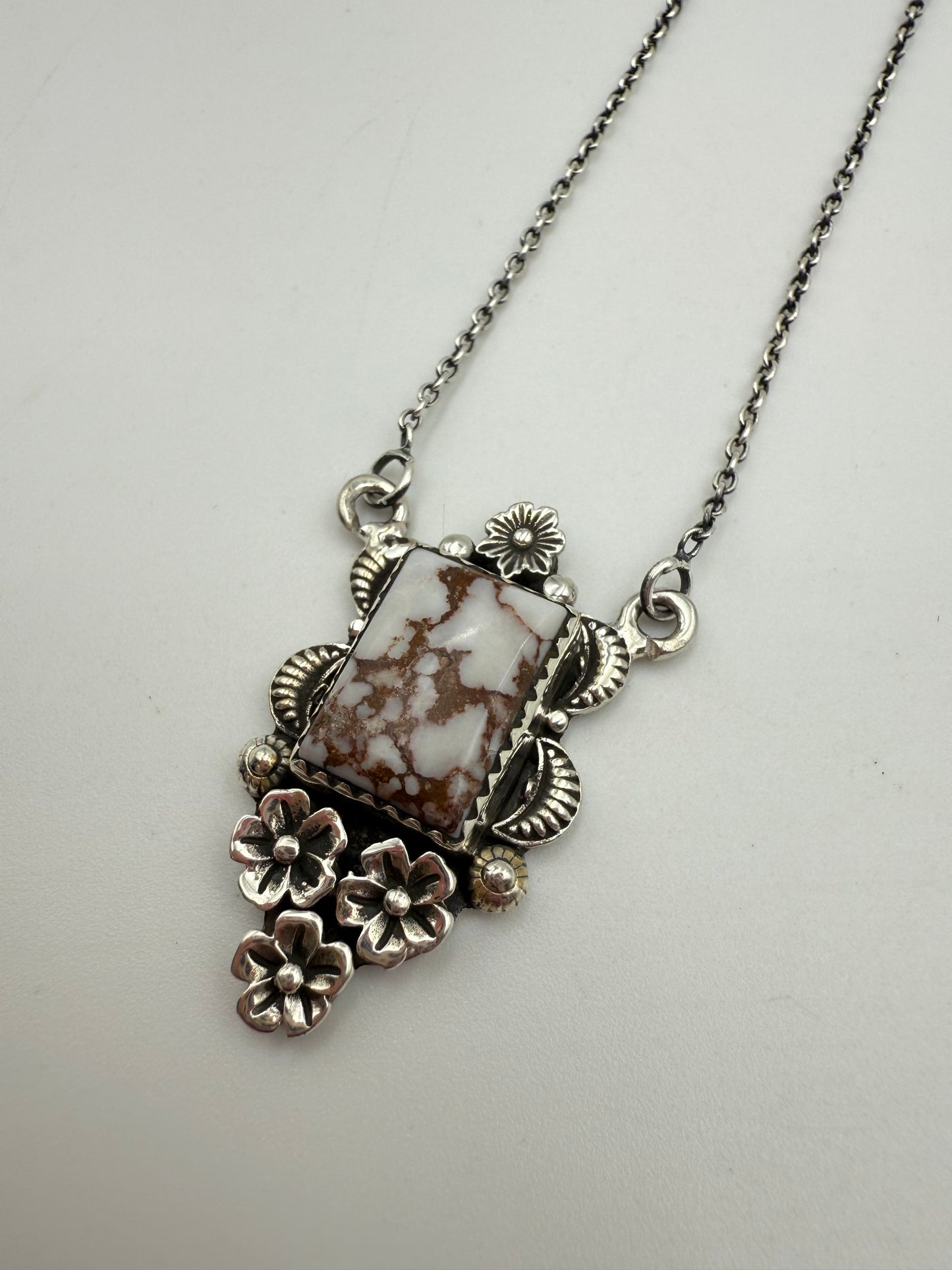 Wild Horse Gemstone Flower Accent Necklace