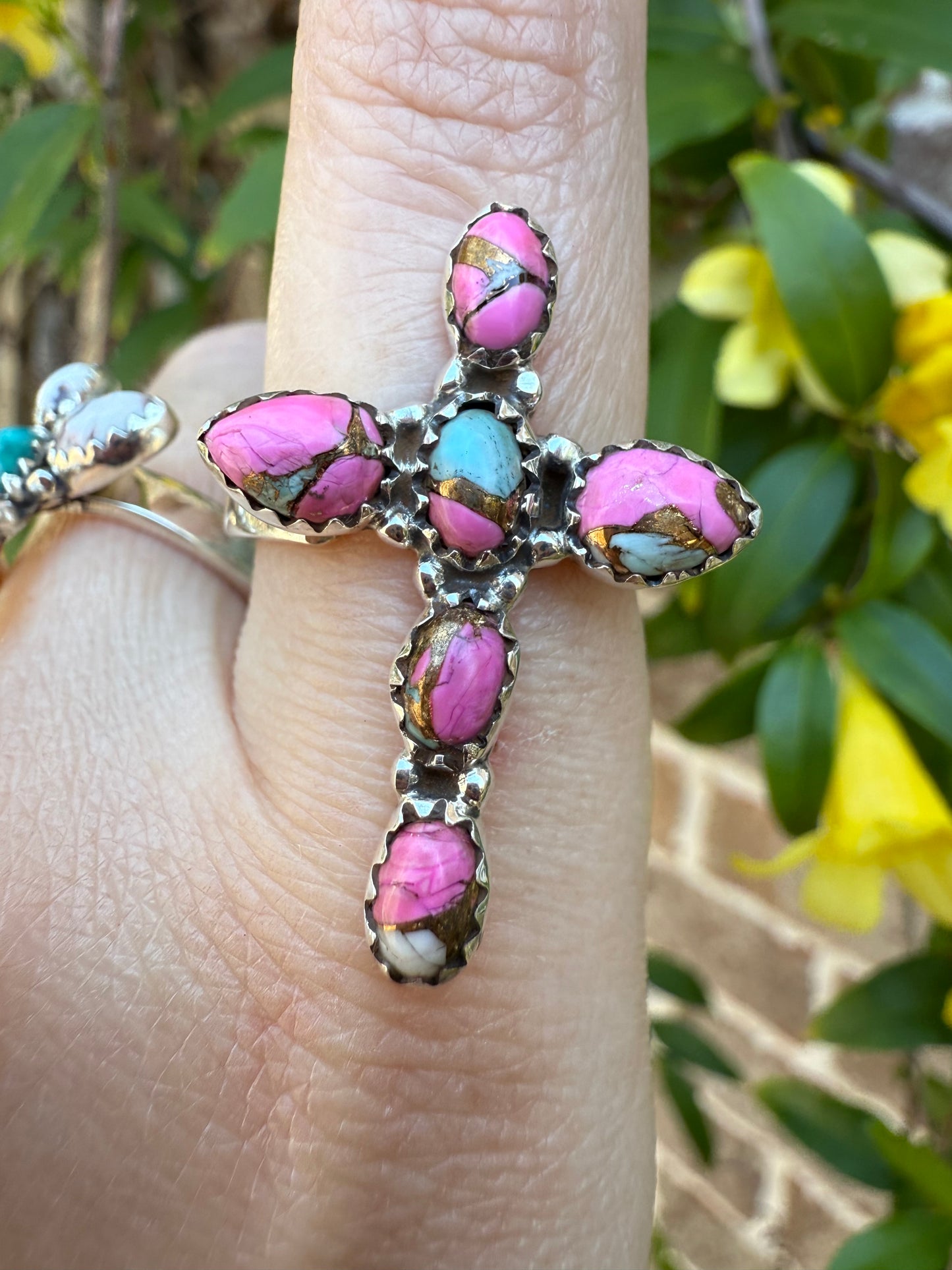 Cross Turquoise Sterling Silver 925 Adjustable Rings
