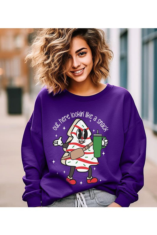 OUT HERE LOOKIN' LIKE A SNACK UNISEX FLEECE SWEATSHIRT