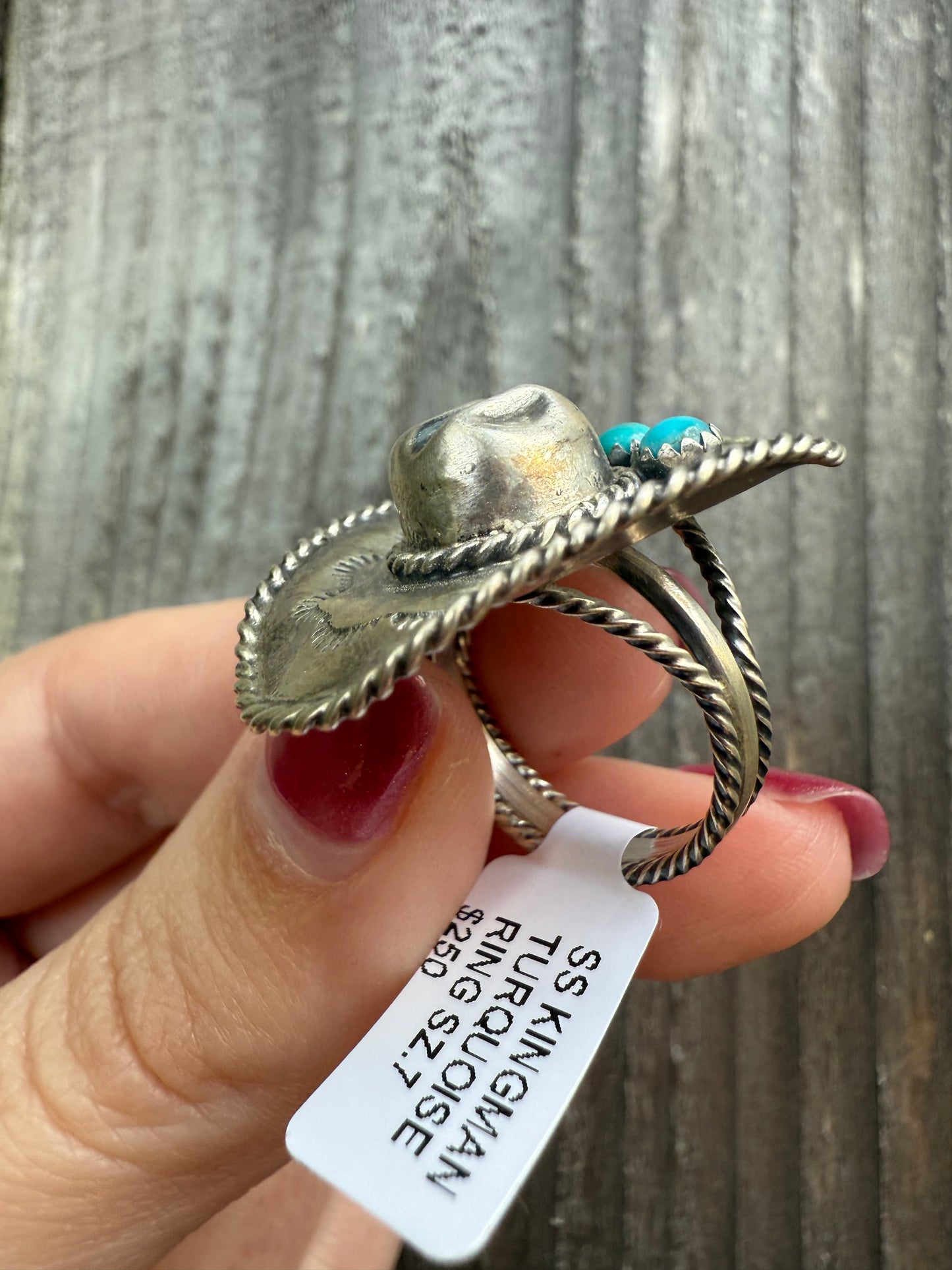 Navajo Turquoise Cowboy Hat By Bobby Platero Sterling Silver Pendant and Ring
