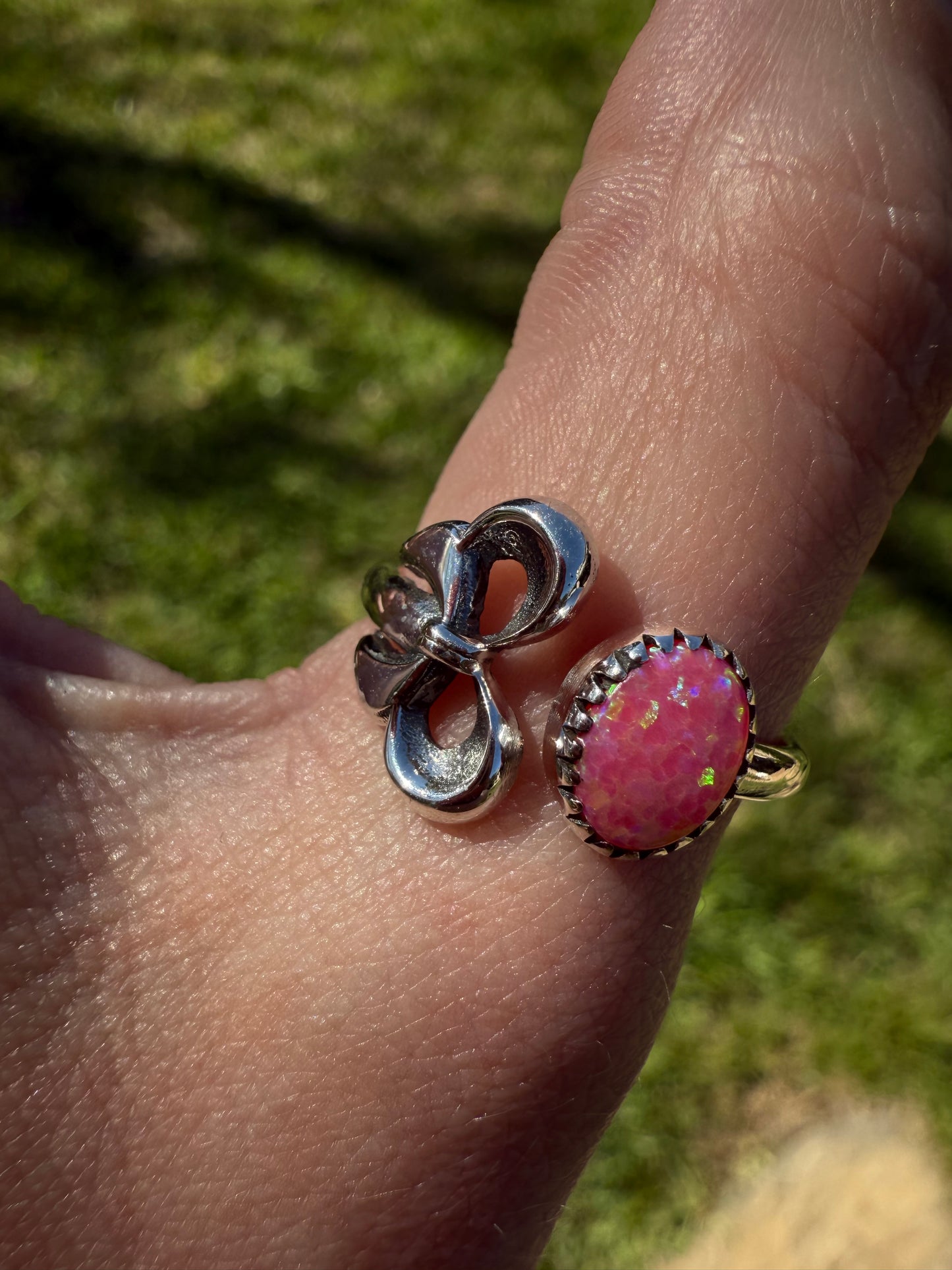 Bow Floater With Gemstone Sterling Silver Rings