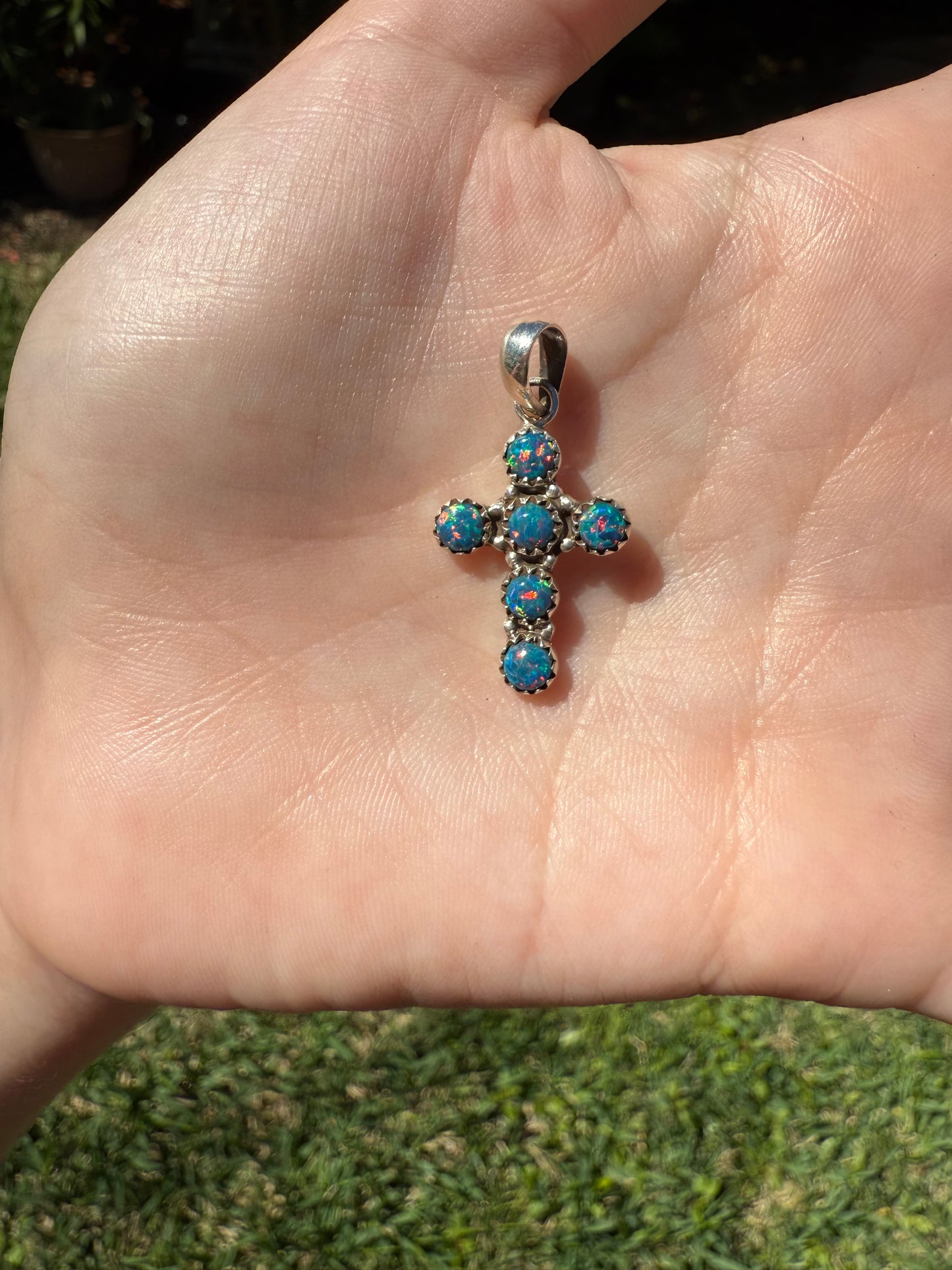 Blue Balloon Opal Sterling Silver Pendant