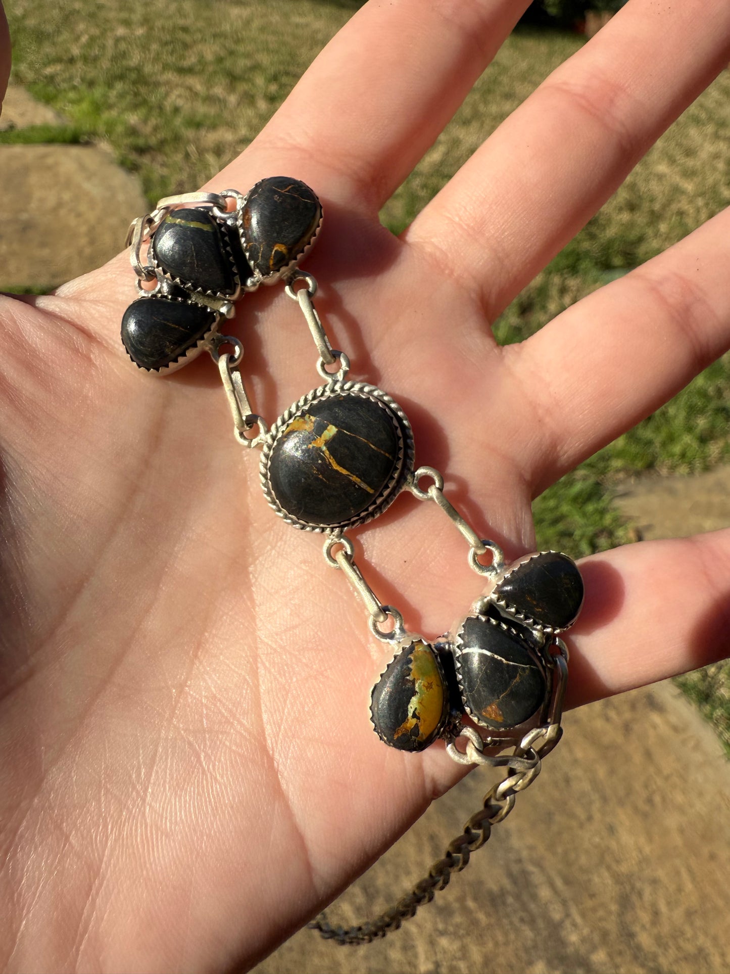 BlackJack Turquoise Chocker Sterling Silver Necklace