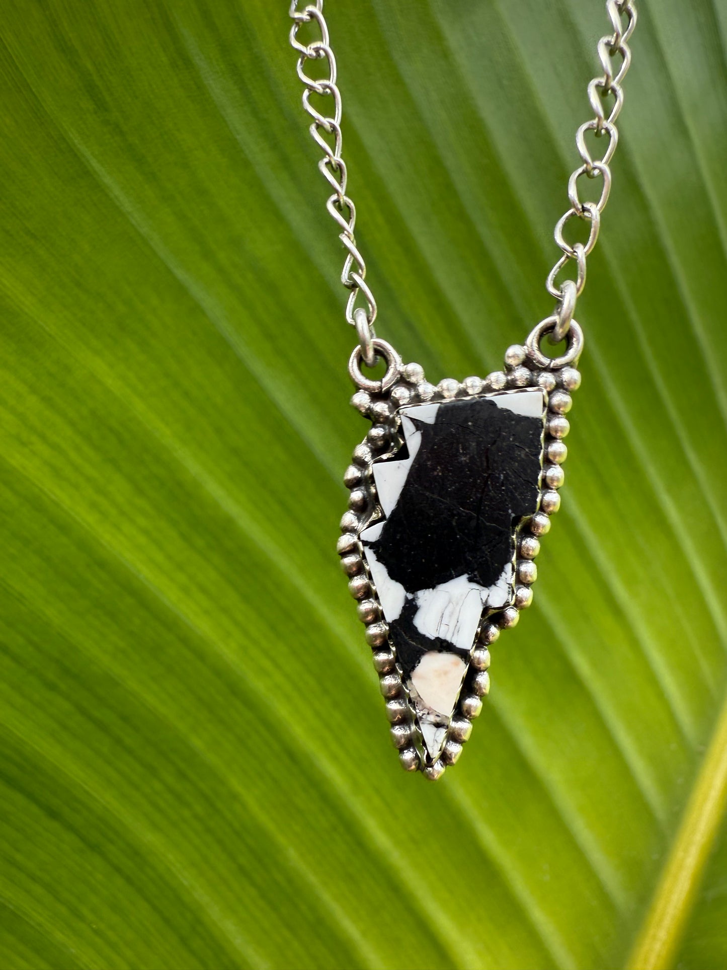 White Buffalo Lightening Bolt Sterling Silver Pendant Necklace