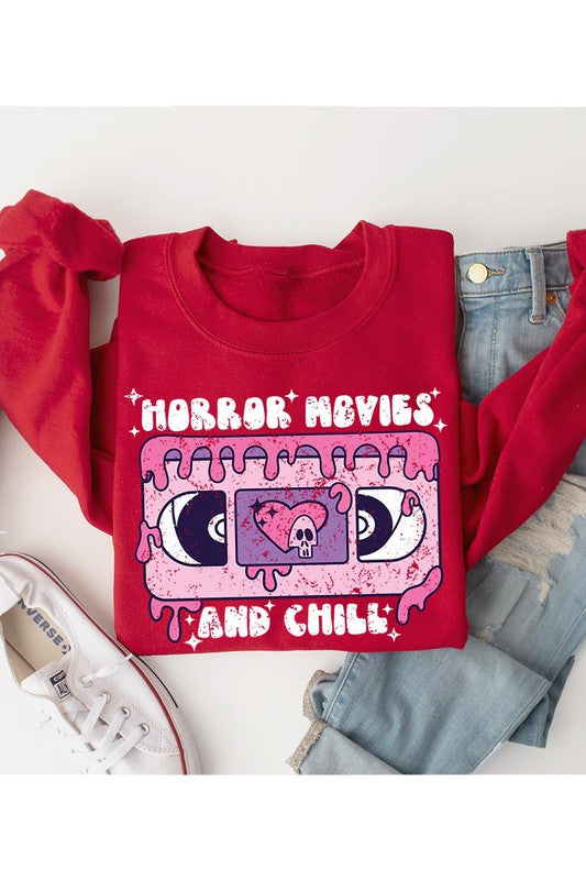 HORROR MOVIES AND CHILL UNISEX FLEECE SWEATSHIRT