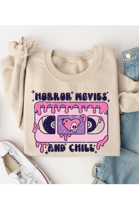 HORROR MOVIES AND CHILL UNISEX FLEECE SWEATSHIRT