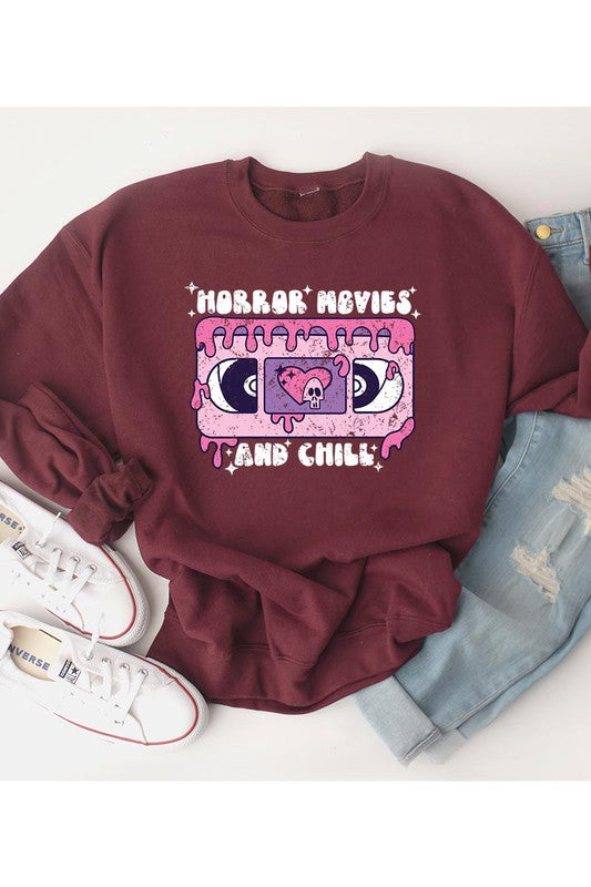 HORROR MOVIES AND CHILL UNISEX FLEECE SWEATSHIRT