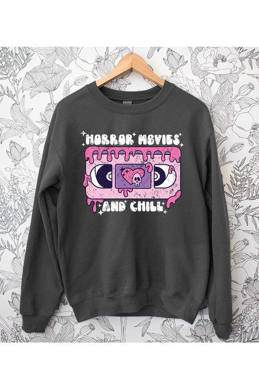 HORROR MOVIES AND CHILL UNISEX FLEECE SWEATSHIRT