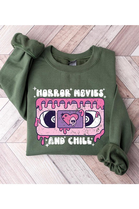 HORROR MOVIES AND CHILL UNISEX FLEECE SWEATSHIRT