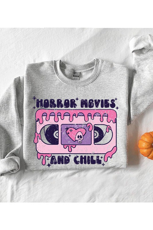 HORROR MOVIES AND CHILL UNISEX FLEECE SWEATSHIRT