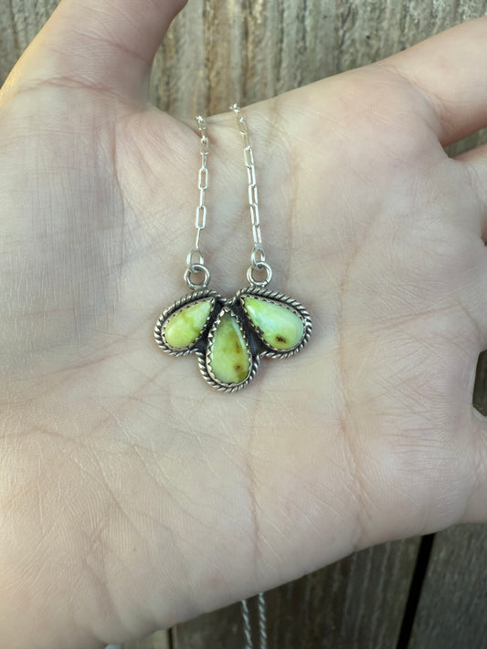 Palomino Turquoise Triple Stone Sterling Silver Necklace