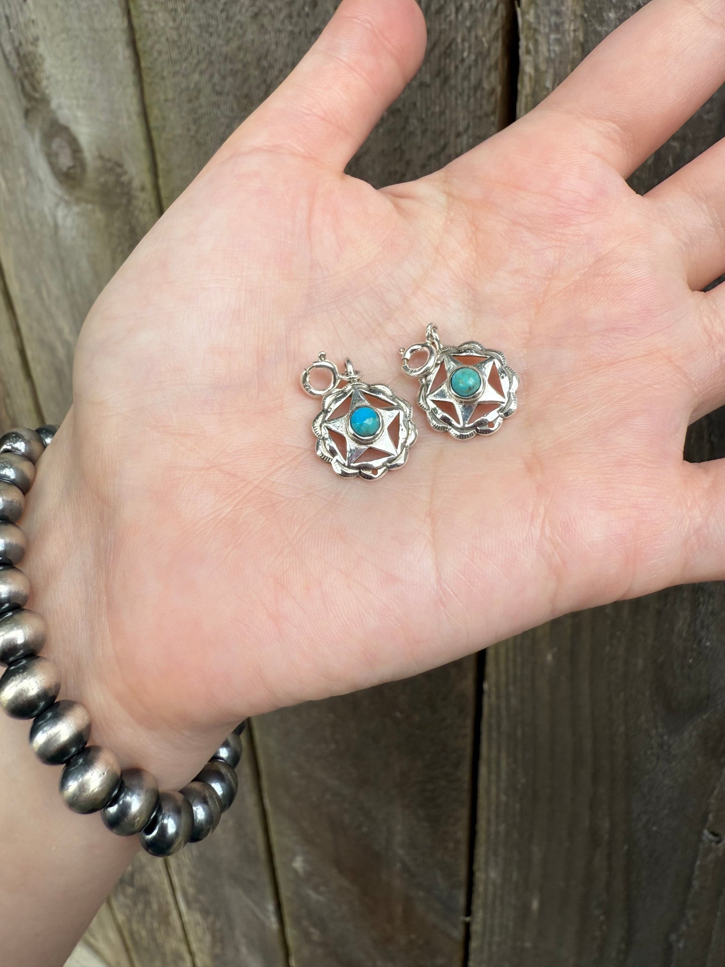 Turquoise Star Sterling Silver Charms
