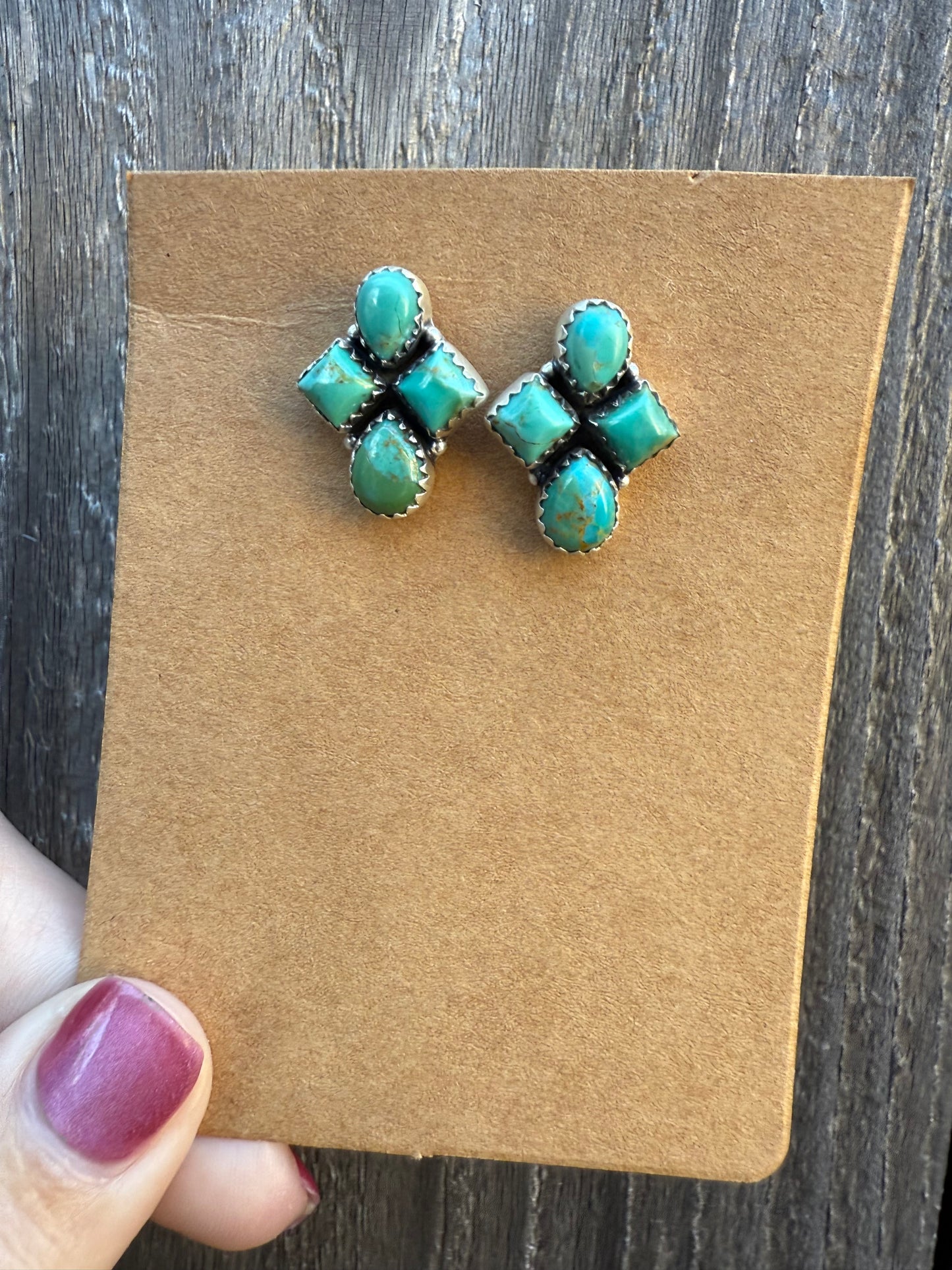 Turquoise Cluster Sterling Silver Earrings