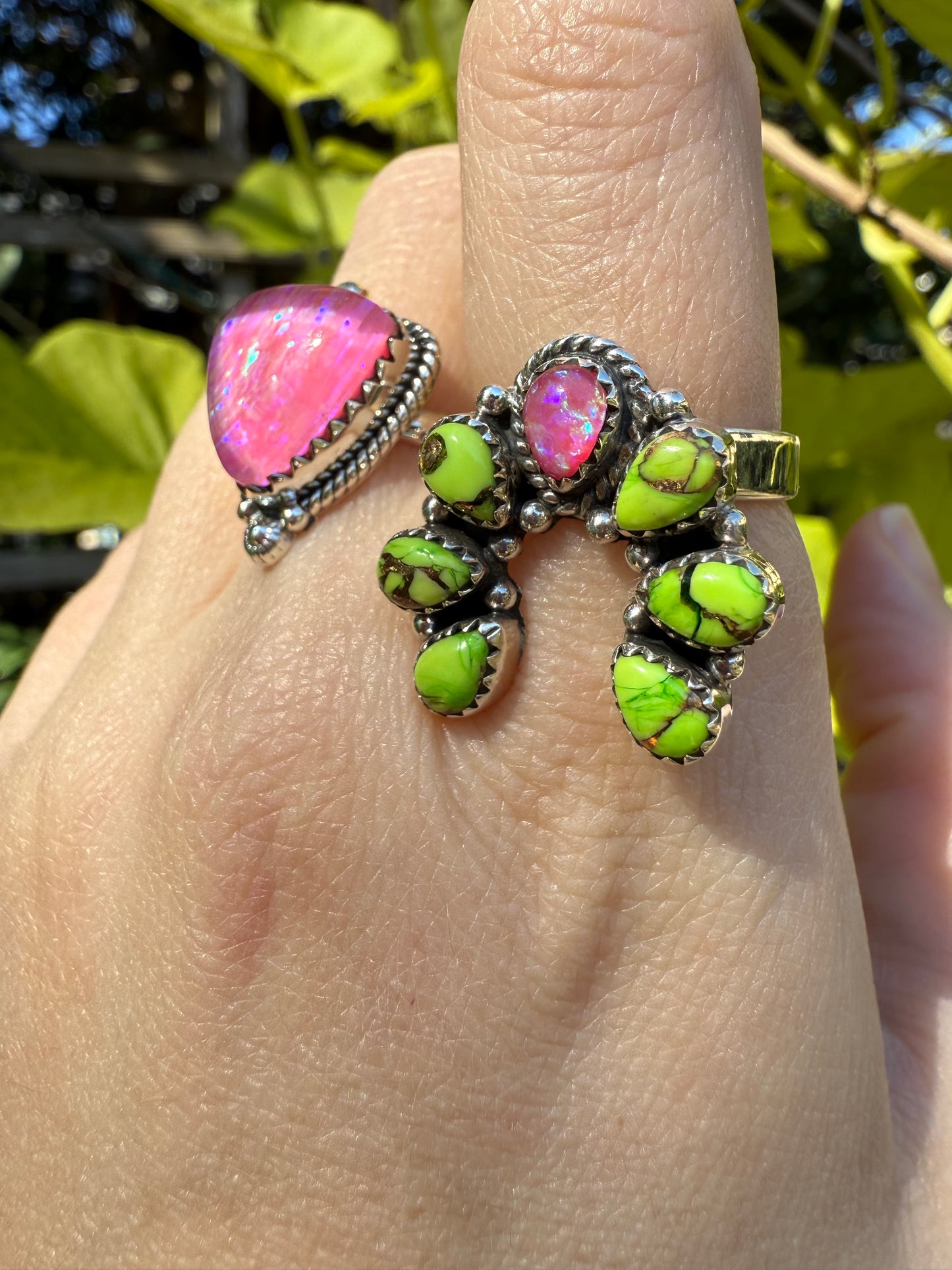 Hot Pink Opal Sterling Silver Ring