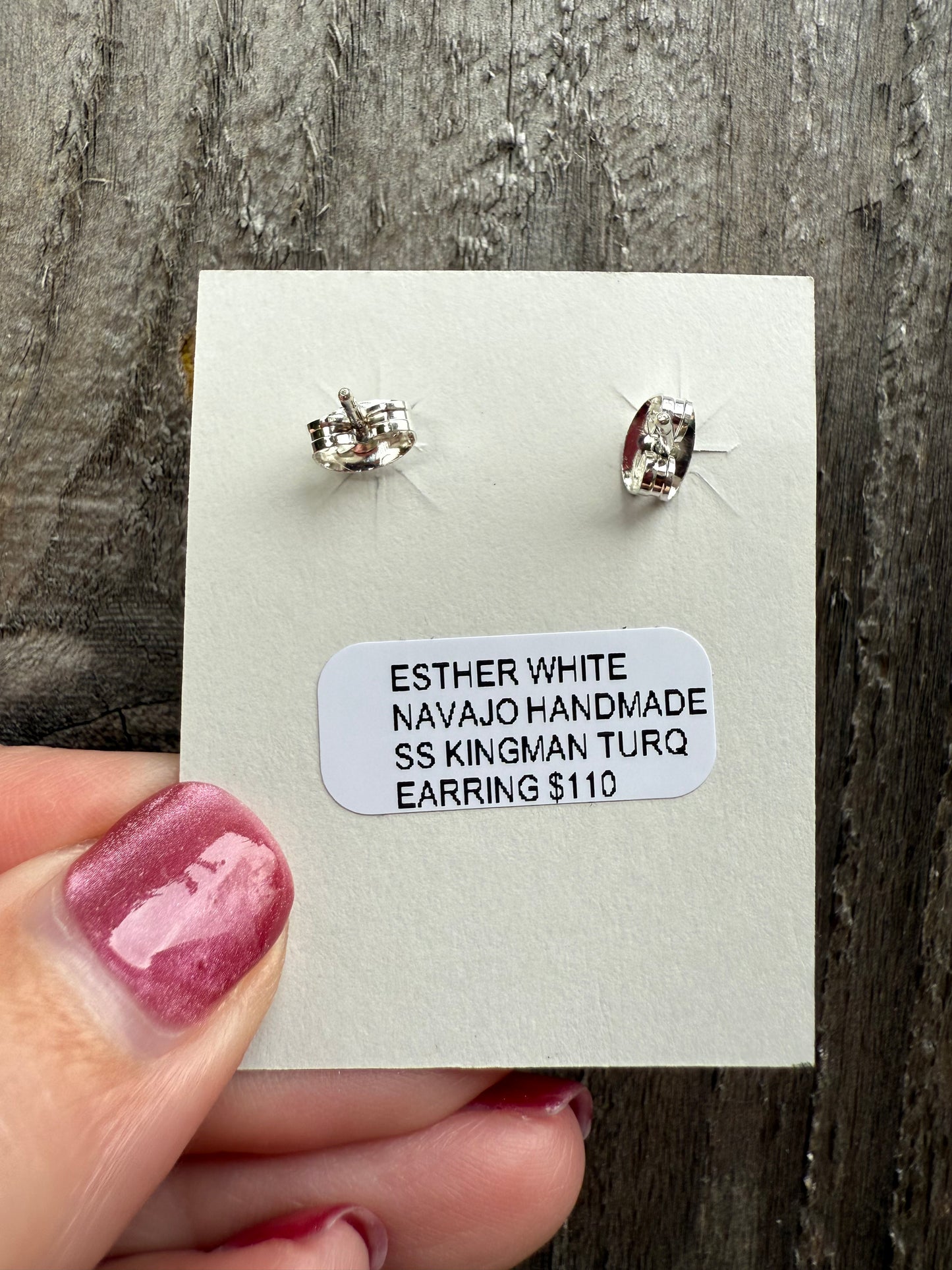 Navajo Esther White Kingman Turquoise Sterling Silver Earrings